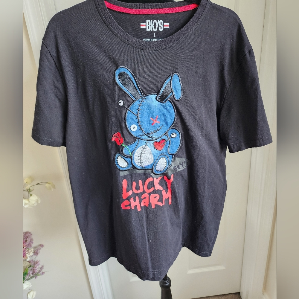 BKYS Graphic Lucky Charm Embroidered Tee Shirt, Size L